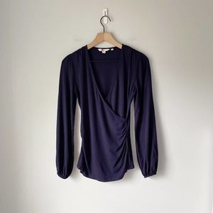 Boden Navy Wrap Blouse
